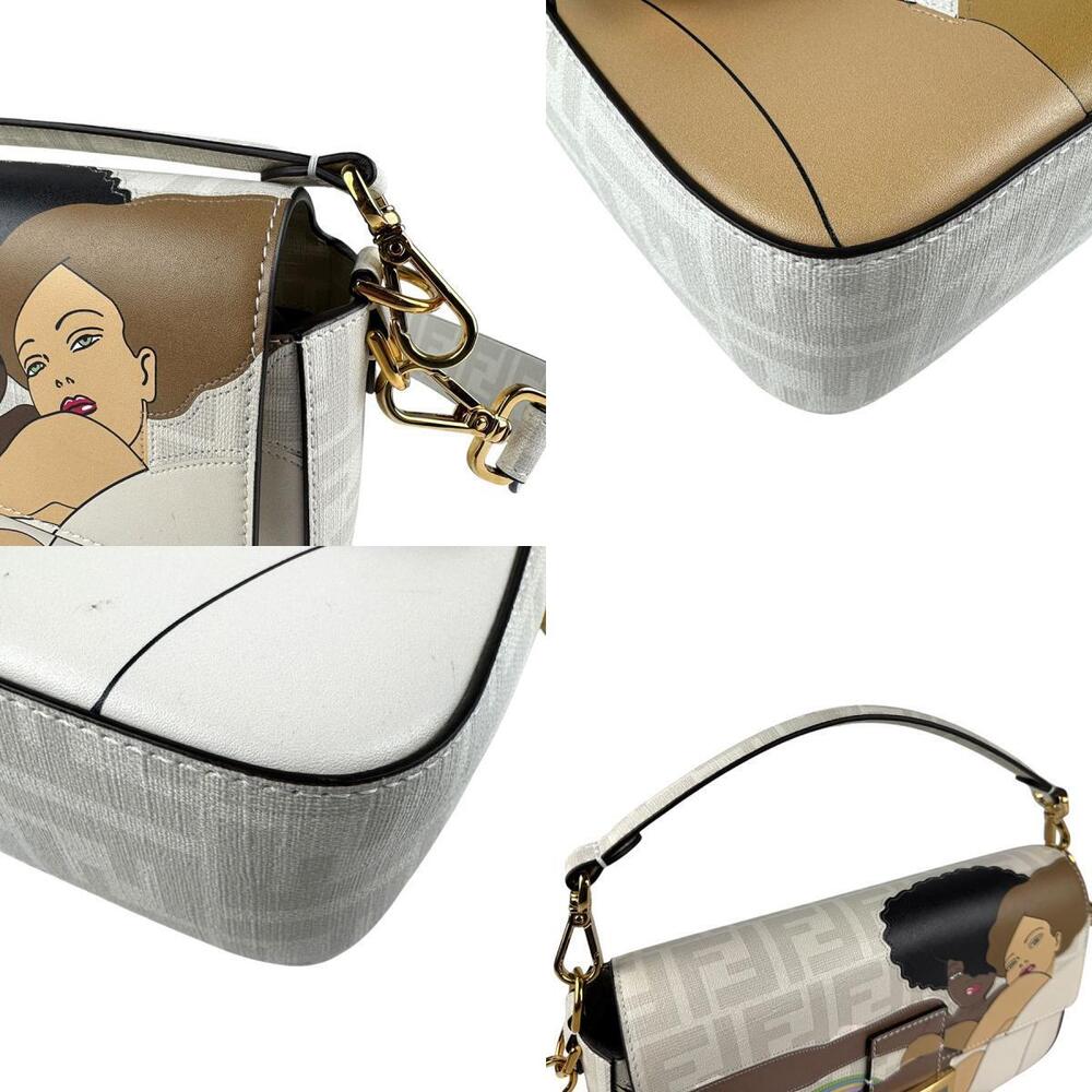 Fendi Zucca Baguette Leather Shoulder Bag White Multicolor - Picture 4 of 4